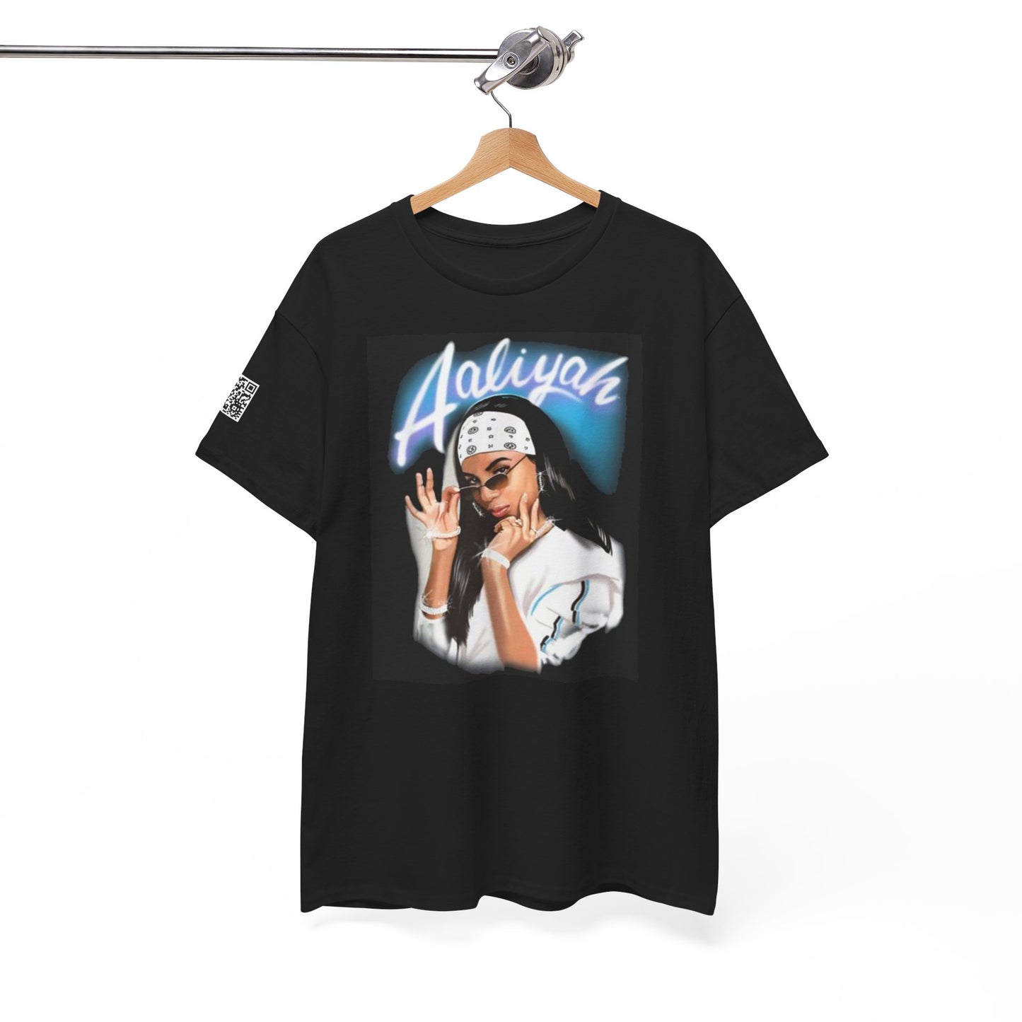 Fusion t-shirt Aaliyah Unisex Heavy Cotton Tee - Retro Vibe with QR Code