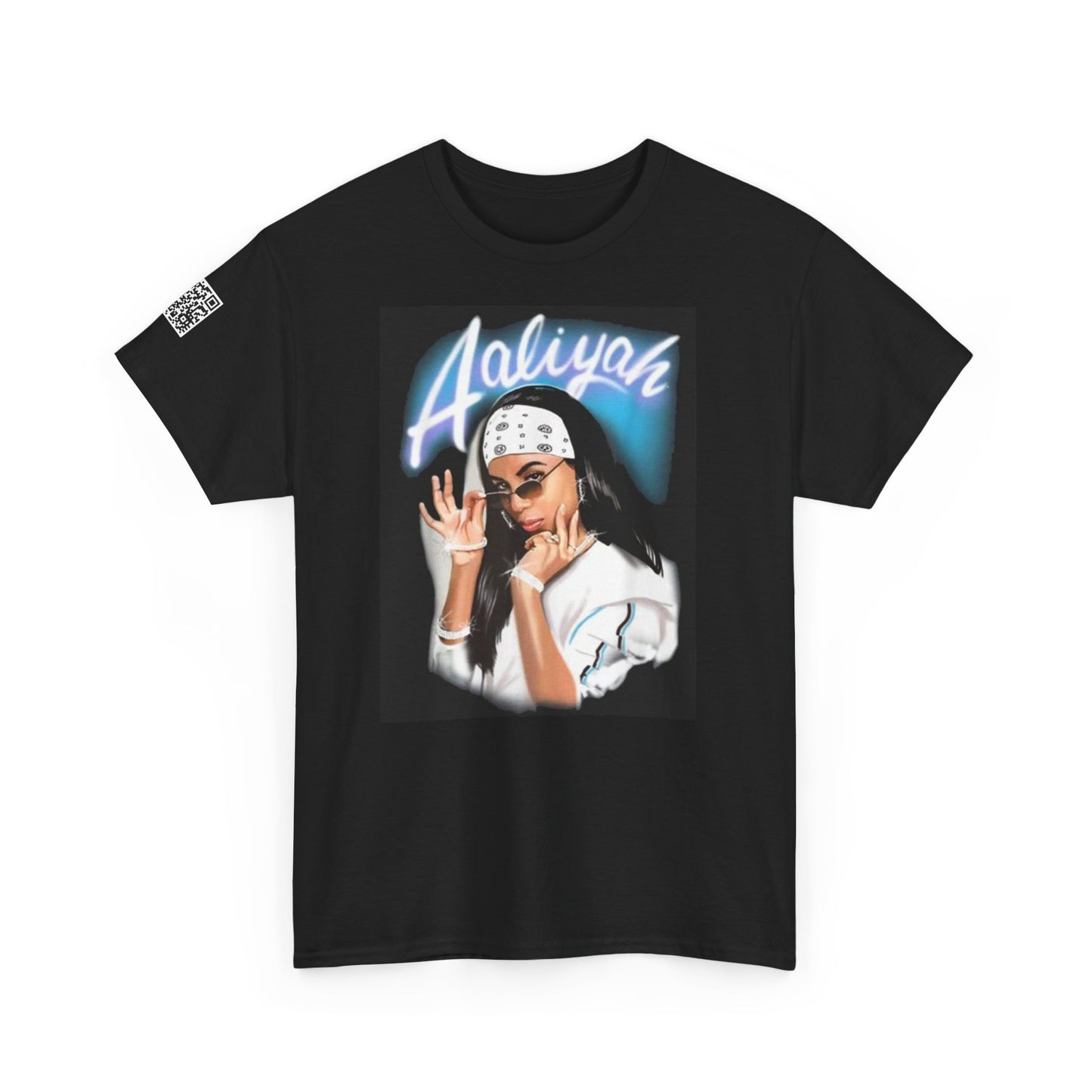Fusion t-shirt Aaliyah Unisex Heavy Cotton Tee - Retro Vibe with QR Code