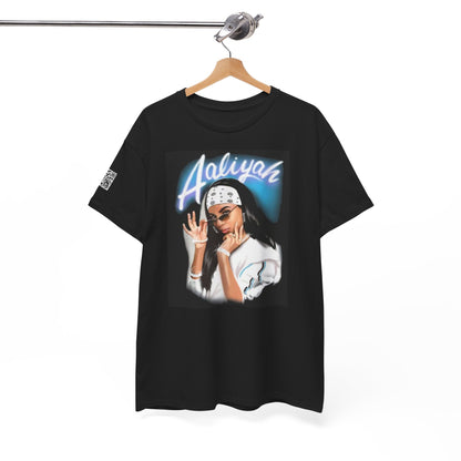 Fusion t-shirt  Aaliyah Unisex Heavy Cotton Tee - Retro Vibe with QR Code