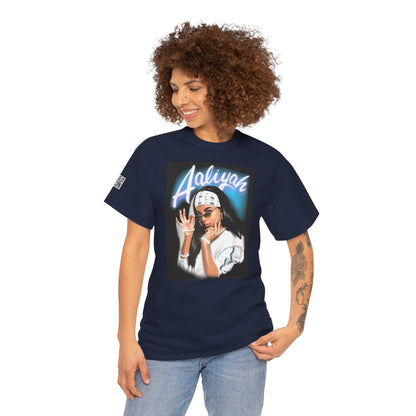 Fusion t-shirt  Aaliyah Unisex Heavy Cotton Tee - Retro Vibe with QR Code