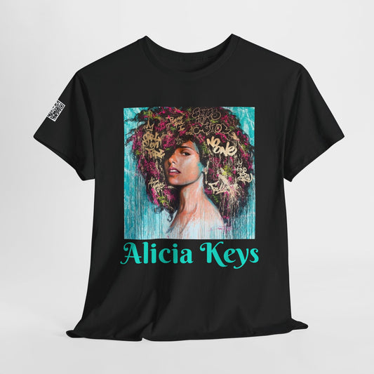 Fusion t-shirt  Alicia Keys Inspired Unisex Heavy Cotton Tee with QR Code