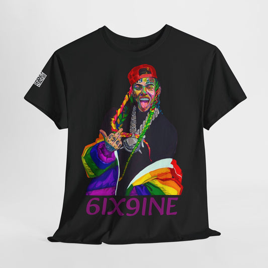 Fusion t-shirt     Colorful 6IX9INE Unisex Heavy Cotton Tee with QR Code