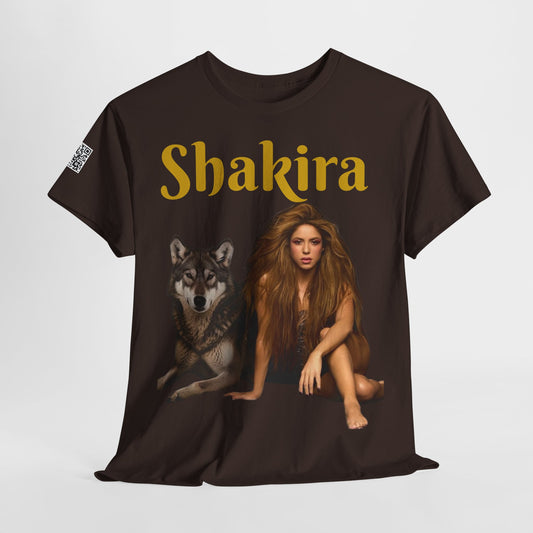Fusion t-shirt   Shakira Wolf Unisex Heavy Cotton Tee - Fun Graphic Tee for Music Lovers