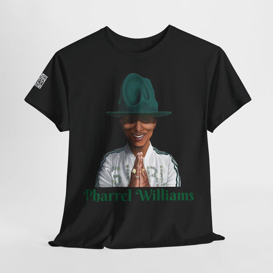 Fusion t-shirt  Pharrell Williams Graphic Tee - Unisex Heavy Cotton T-Shirt with QR Code Design