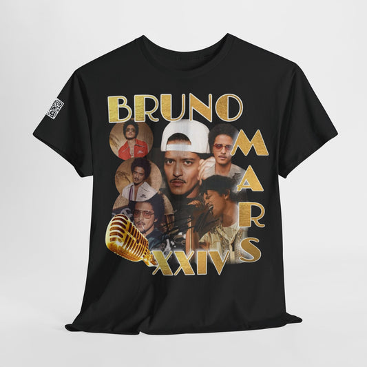 Fusion t-shirt  Bruno Mars Unisex Heavy Cotton Tee - Music Lover's Tribute Shirt with QR Code