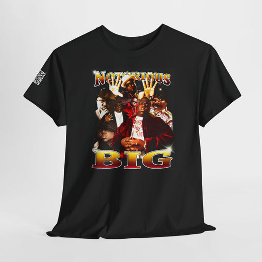 FUSION T-SHIRT  Notorious BIG Unisex Heavy Cotton Tee - Vintage Hip-Hop Tribute with QR Code