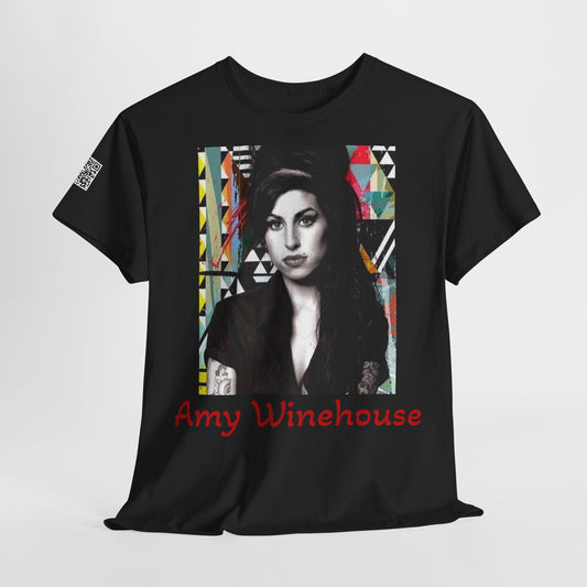 Fusion t-shirt    Amy Winehouse fans  Unisex Heavy Cotton Tee with QR Code